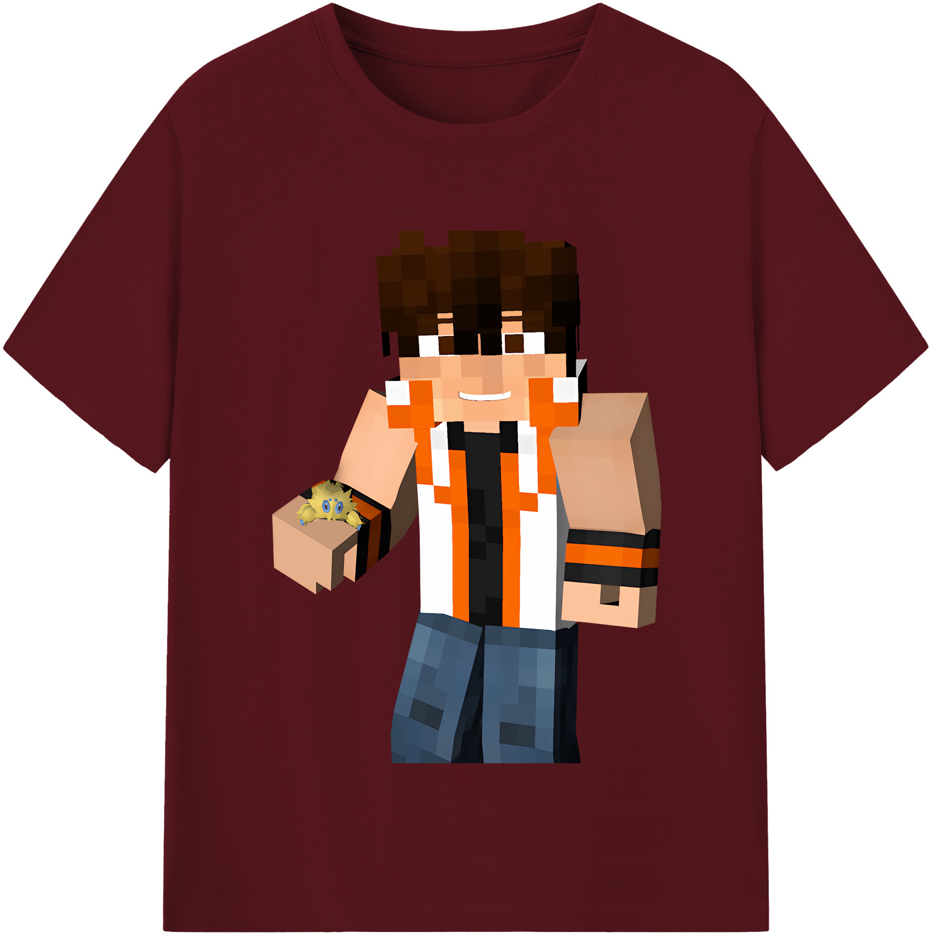 （画像用） マインクラフト ブロックの世界 Minecraft MC Block world 綿100％半袖Tシャツ（フロントプリント）